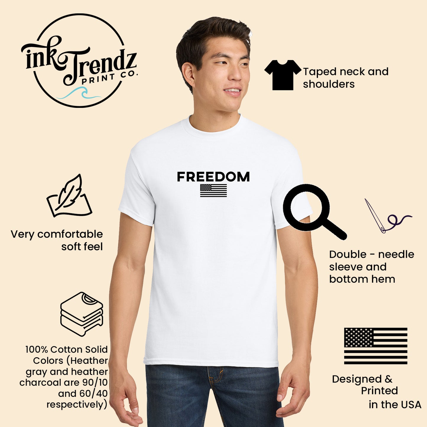 Freedom Patriotic Monotone Flag Edition T-Shirt