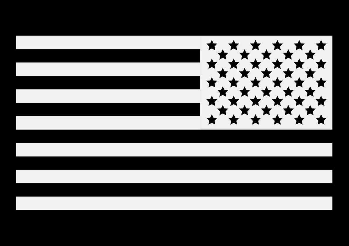 American Flag DTF Heat Transfer, 3.25" x 1.75" White Silhouette