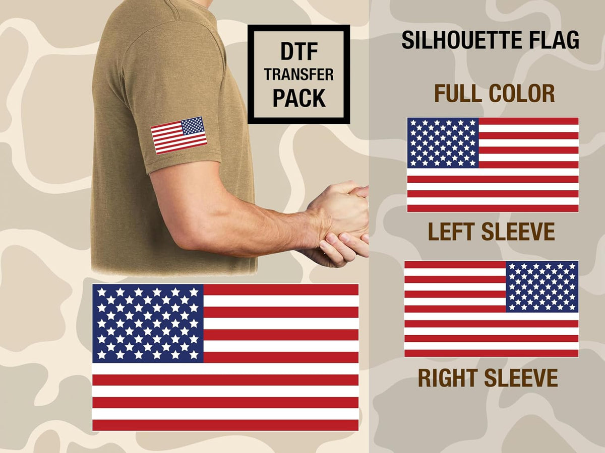 American Flag DTF Heat Transfer, 3.25" x 1.75" Red White & Blue