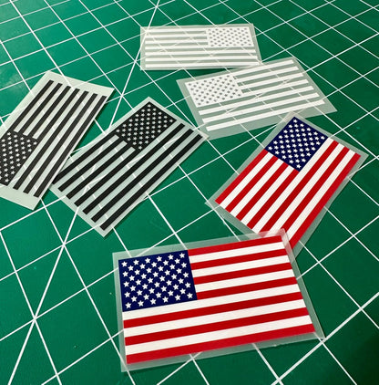 American Flag DTF Heat Transfer, 3.25" x 1.75" White Silhouette