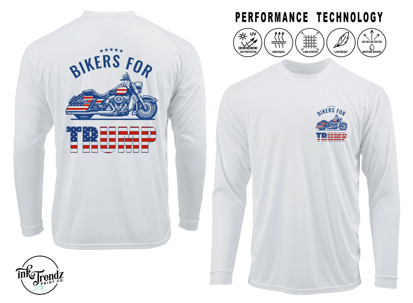 Bikers for Trump  UPF 50+ Performance T-Shirt GD1, Harley Davidson T-shirt, Bike Week T-Shirt, Bikers For Trump, Biker T-Shirt