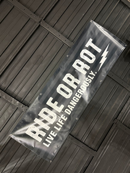 Ride Or Rot Live Dangerously American Ghost Banner 6 Footer!