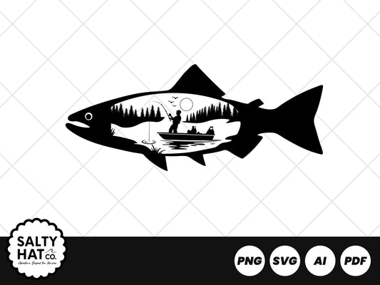 Trout fish svg, river fishing clipart, fresh water catch stencil, angler gift idea, fishing day t-shirt design png, lake fish cut file O-2