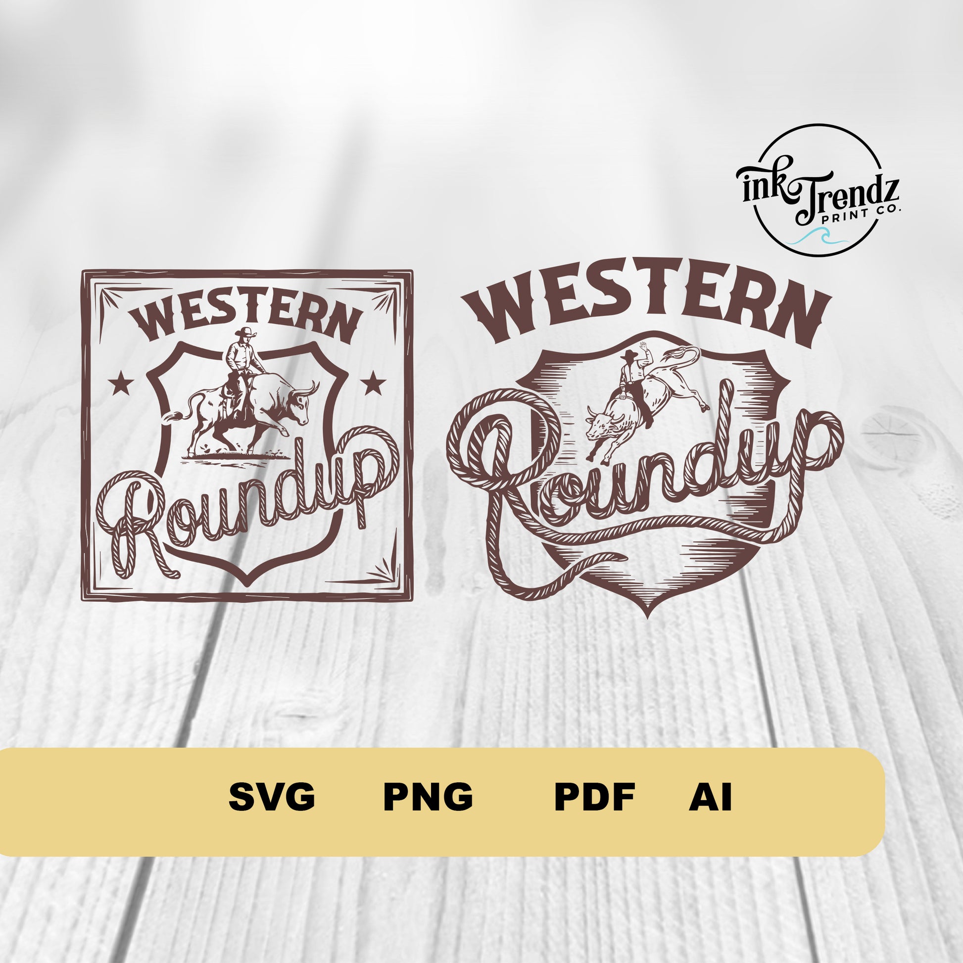 Western Roundup Vintage Rodeo Themed Art Download, Rodeo SVG, Cowboy SVG